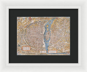 Old Map Of Paris 1550 - Framed Print