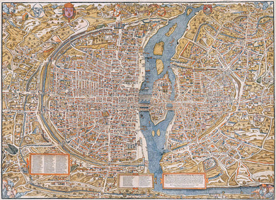 Old Map Of Paris 1550 - Art Print