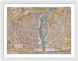 Old Map Of Paris 1550 - Framed Print