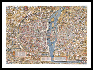 Old Map Of Paris 1550 - Framed Print