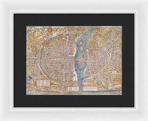 Old Map Of Paris 1550 - Framed Print