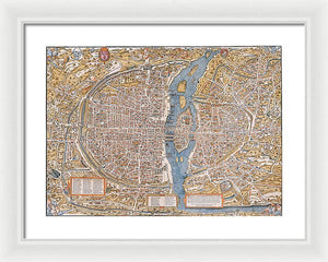 Old Map Of Paris 1550 - Framed Print