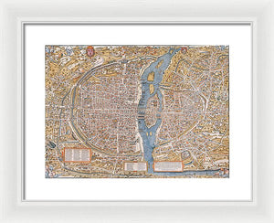 Old Map Of Paris 1550 - Framed Print