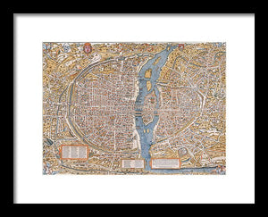 Old Map Of Paris 1550 - Framed Print