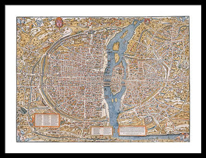 Old Map Of Paris 1550 - Framed Print