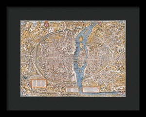 Old Map Of Paris 1550 - Framed Print