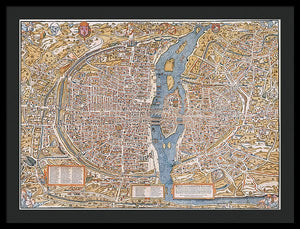 Old Map Of Paris 1550 - Framed Print