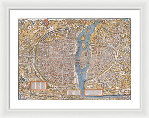 Old Map Of Paris 1550 - Framed Print