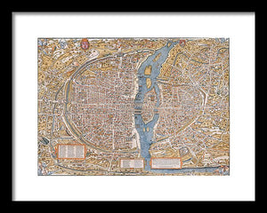 Old Map Of Paris 1550 - Framed Print