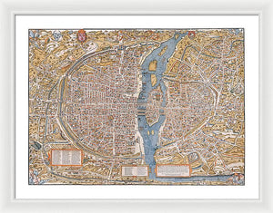 Old Map Of Paris 1550 - Framed Print