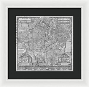 Old Map Of Paris 1652 - Framed Print