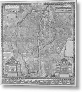 Old Map Of Paris 1652 - Metal Print