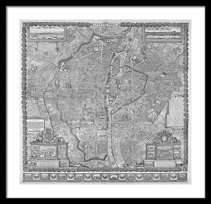 Old Map Of Paris 1652 - Framed Print