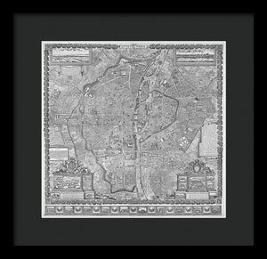 Old Map Of Paris 1652 - Framed Print