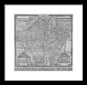 Old Map Of Paris 1652 - Framed Print