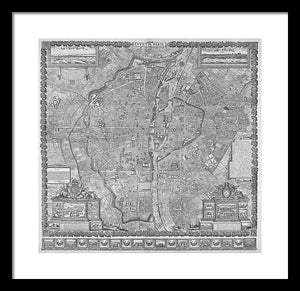 Old Map Of Paris 1652 - Framed Print