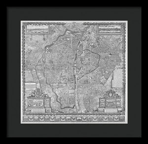 Old Map Of Paris 1652 - Framed Print