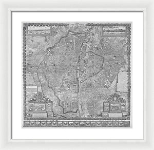 Old Map Of Paris 1652 - Framed Print