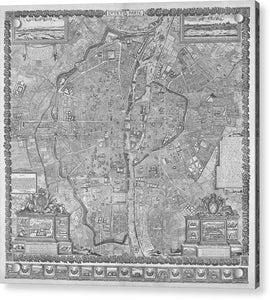 Old Map Of Paris 1652 - Acrylic Print