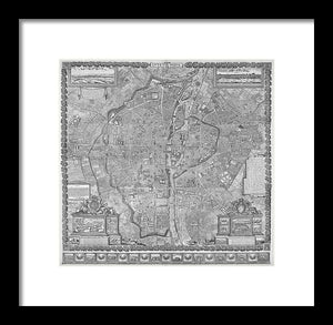 Old Map Of Paris 1652 - Framed Print