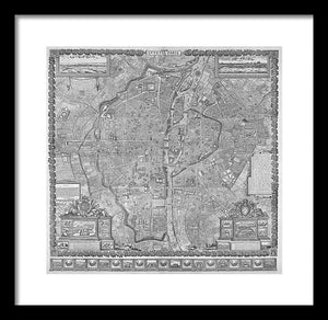 Old Map Of Paris 1652 - Framed Print