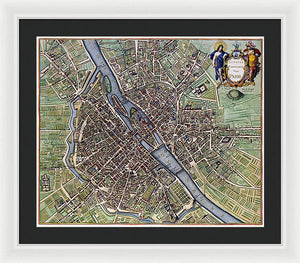 Old Map Of Paris 1657 - Framed Print