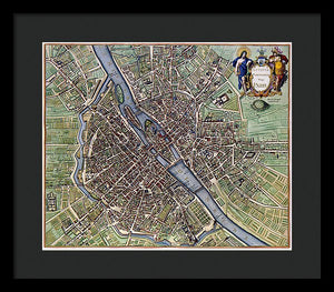 Old Map Of Paris 1657 - Framed Print