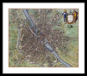 Old Map Of Paris 1657 - Framed Print