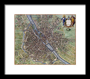 Old Map Of Paris 1657 - Framed Print