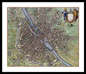 Old Map Of Paris 1657 - Framed Print