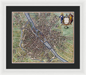 Old Map Of Paris 1657 - Framed Print