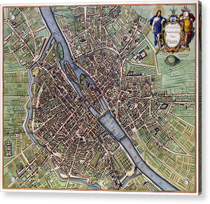 Old Map Of Paris 1657 - Acrylic Print