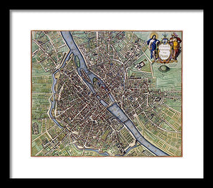 Old Map Of Paris 1657 - Framed Print