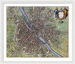 Old Map Of Paris 1657 - Framed Print