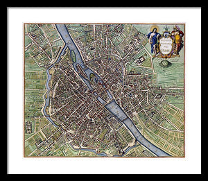 Old Map Of Paris 1657 - Framed Print