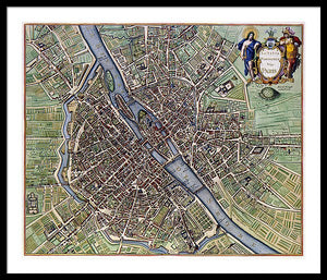 Old Map Of Paris 1657 - Framed Print