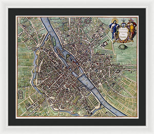 Old Map Of Paris 1657 - Framed Print