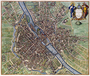 Old Map Of Paris 1657 - Art Print