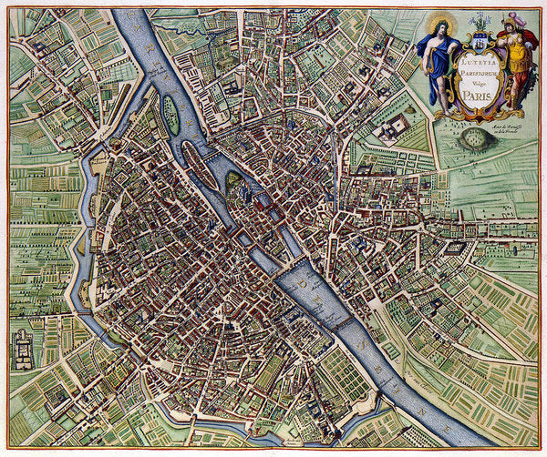 Old Map Of Paris 1657 - Art Print