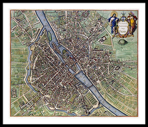 Old Map Of Paris 1657 - Framed Print