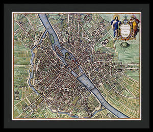 Old Map Of Paris 1657 - Framed Print