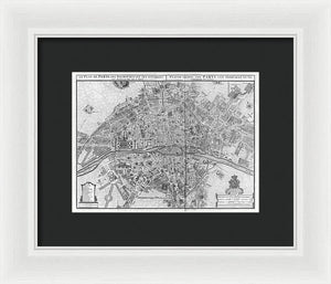 Old Map Of Paris 1742 - Framed Print