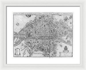 Old Map Of Paris 1742 - Framed Print