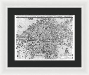 Old Map Of Paris 1742 - Framed Print