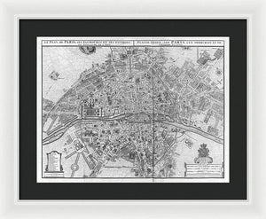 Old Map Of Paris 1742 - Framed Print