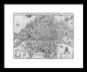 Old Map Of Paris 1742 - Framed Print