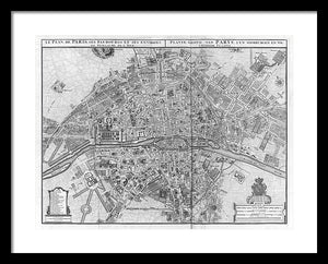 Old Map Of Paris 1742 - Framed Print