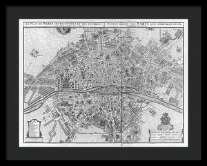 Old Map Of Paris 1742 - Framed Print