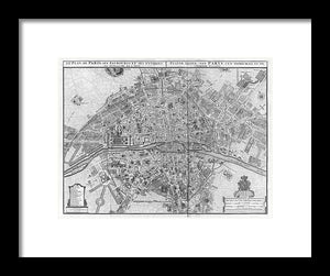 Old Map Of Paris 1742 - Framed Print