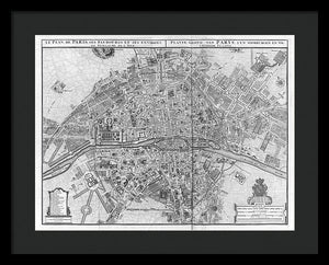 Old Map Of Paris 1742 - Framed Print